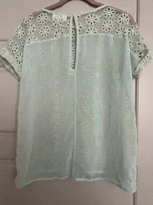 Zara Mint Eyelet Short Sleeve Top thumbnail 2