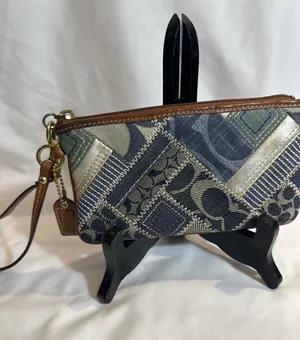 Coach Vintage Y2K Signature Denim Patchwork Wristlet EUC thumbnail 1