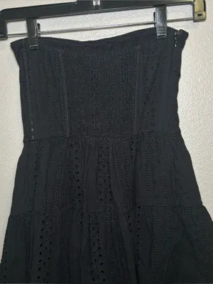 Edikted Liora Black Cotton Lace Tiered Strapless Mini Dress Women’s Size Small thumbnail 6