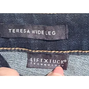 NYDJ Teresa Wide Leg Jeans Womens 8 Blue Excellent Cuffed Lift Tuck High Rise thumbnail 5