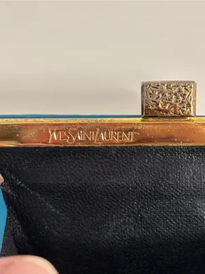 YSL Yves Saint Laurent Vintage Turquoise Blue Womens Wallet kiss-lock YSL logo thumbnail 13