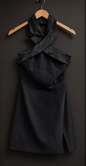 DO+BE Crossing tailored neck line open back mini dress with slit Small thumbnail 1