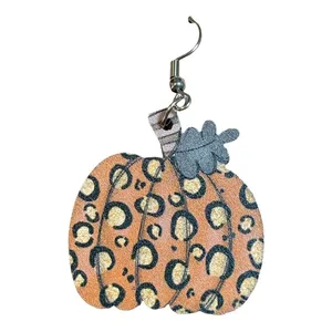 Pumpkin Earrings Women OS Orange Leopard Print Halloween Fall Festive‎ thumbnail 3