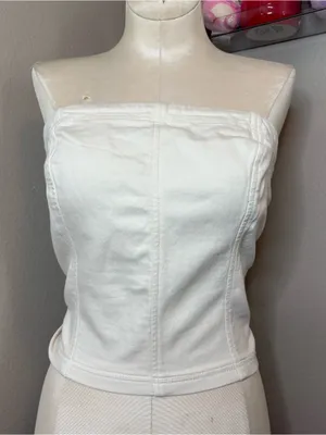 Aerie new cotton strapless tube top large white summer Miami thumbnail 1