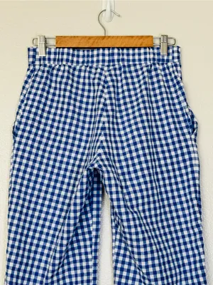 Sonderhaus Perfect Pants Blue & White Gingham Relaxed Fit Cotton Pants Size XS thumbnail 9