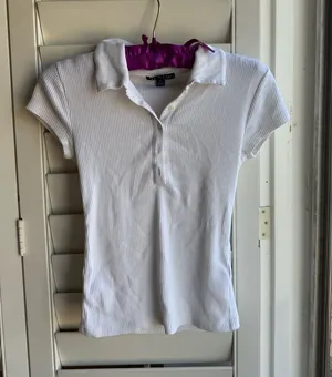 j. crew White Ribbed Polo Shirt sz S thumbnail 1