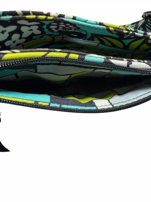 Vera Bradley Teal Floral Quilted Crossbody with Lime & White Accents thumbnail 7