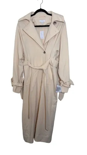 Topshop NWT Cream Trench Coat Belted Long Sleeve Jacket Size 4 thumbnail 1