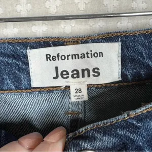 Reformation Dark Wash Liza Ultra High Rise Straight Crop‎ Jeans thumbnail 3