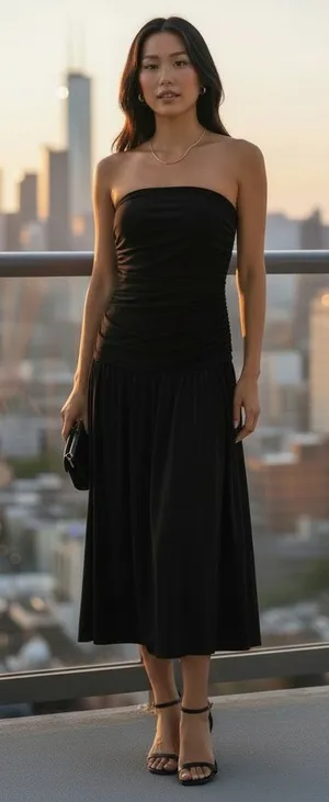 NIA Santal Revolve Black Strapless Midi Dress thumbnail 1