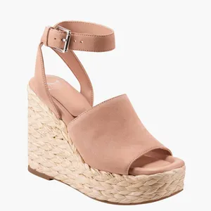 NEW MARC FISHER LTD Nelly Ankle Strap Wedge Sandal In LIGHT NATURAL 111 thumbnail 2