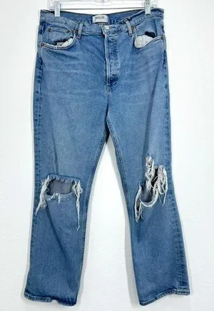 Agolde '90s distressed mid-rise straight-leg jeans Medium Wash‎ Size 31 Casual thumbnail 1