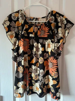 Black Floral Blouse Size M thumbnail 1