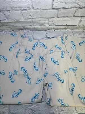 Maeve x Anthropologie Colette Blue Lobster Wide Leg High Rise Crop 25 Linen thumbnail 14