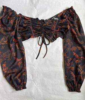 Urban Outfitters Crop Long Sleeve Top Black thumbnail 1