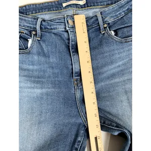 Women's LEVI'S 721 High Rise Skinny Cropped Jeans Size 32 Zip Blue Fringe‎ thumbnail 10