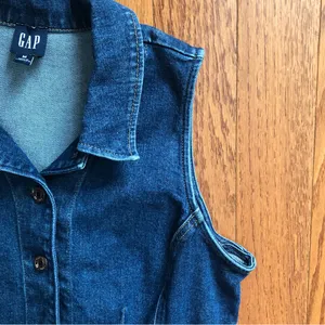 Gap Collared Mini Denim Shift Medium-Wash Casual Dress Women’s Size Medium thumbnail 6