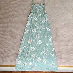 Promesa Sage Green Floral Maxi Dress with White and Yellow Flowers thumbnail 4