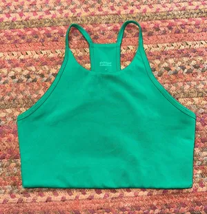 girlfriend collective Emerald Green High Neck Racerback Sports Bra thumbnail 1