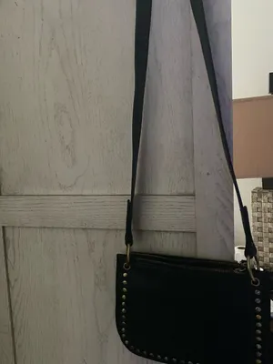 Anthropologie Black Crossbody Bag with Gold Studs thumbnail 2