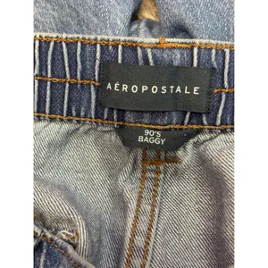 Aeropostale 90s Baggy Cargo Jeans Womens Large Blue Denim Elastic Waist Wide Leg thumbnail 4
