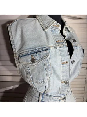 Zara mini dress denim light blue sleeveless Y2K 90s grunge cottage festival sz M thumbnail 10