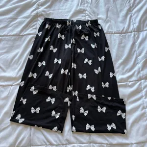 Kate Spade New York Pajama Set Black White Bow Print Button Up Shirt Pants Small thumbnail 6