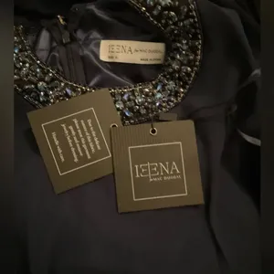 NWT Mac Duggal 55147 Navy Bejeweled Neckline Pleated Chiffon Gown MISMARKED SIZE thumbnail 14