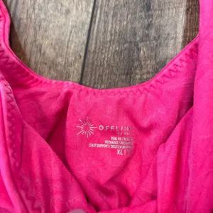 OFFLINE By Aerie Real Me Low Key Longline Sports Bra Sz XL Fuchsia Pink Padded thumbnail 4