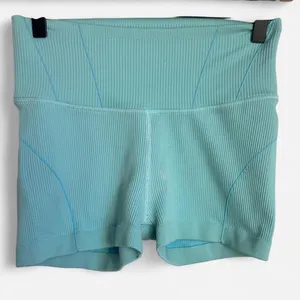 OFFLINE by Aerie Ribbed High Waisted Athletic Shorts Aqua Blue Medium thumbnail 1