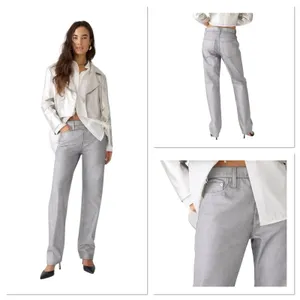 J.Crew Collection‎ Women's Straight Slouchy Jean Metallic Silver Size 28 BT619 thumbnail 2
