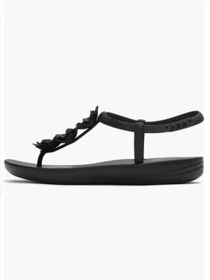 NWT FitFlop Splash Flower T-Strap Sandal 10 M BLACK thumbnail 3