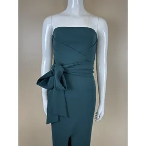 Lulus Teal Blue Strapless Maxi Dress Front Slit Evening Formal Gown XS NWT thumbnail 3