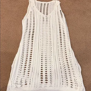 Sulozom Women’s White Crochet Swimsuit Cover Up Tassel V-Neck Size S thumbnail 2