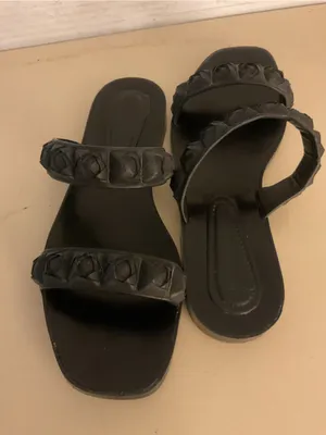 Stuart Weitzman Black rubber Braided Rosita flat Slide Sandals US 7 thumbnail 4