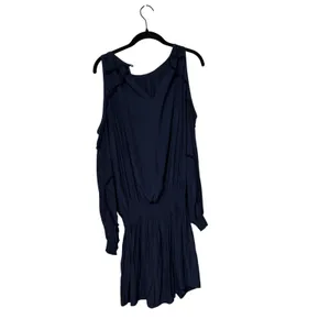 Ramy Brook Navy Taima Smocked Long Sleeve Mini Dress Size Medium thumbnail 4