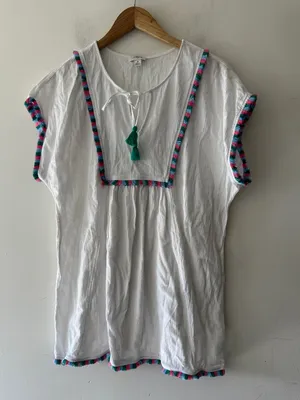 J. Crew Adorable White Fringe Beach Swim Cover Up‎ Tunic Top thumbnail 2