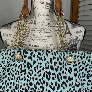Juicy Couture | Teal Leopard Print Y2k Large Tote Bag thumbnail 2