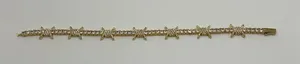 Mens Moissanite Barbwire Tennis Bracelet 8 Inch Real Gold Iced Plated Bold thumbnail 1