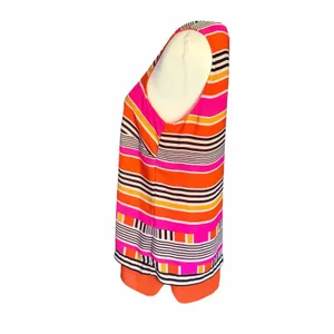 Rose + Olive Sleeveless Top Orange Pink White Black Medium thumbnail 2