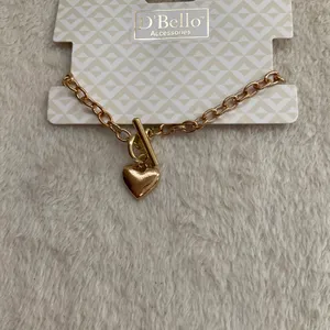 Gold plated heart toggle bracelet thumbnail 2
