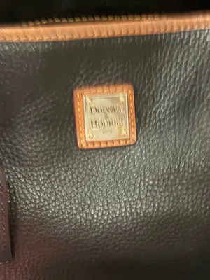 Dooney & Bourke Black Pebbled Charleston Leather Tote with Brown Trim thumbnail 11