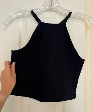 Abercrombie & Fitch Womens Black Crisscross Back Spaghetti Strap Crop Cami Top M thumbnail 1