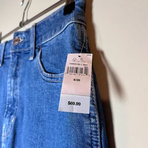 Gap NEW Denim Stretch Front Slit Midi Pencil Skirt Indigo Blue Size 6 thumbnail 4