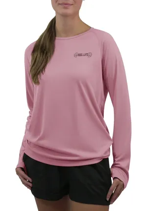 Reel Life Womens T-Shirt Sz L Purple Long Sleeve UV Crew Neck Polyester Outdoor thumbnail 1