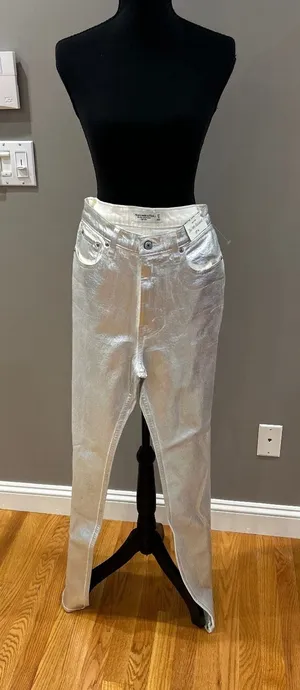 Abercrombie & Fitch The '90s Relaxed High Rise Silver Jeans Size 27 4R thumbnail 1