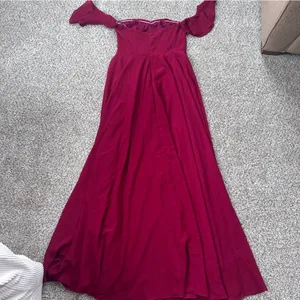 Lulu’s Absolute Romance Burgundy Off-the-Shoulder Maxi Dress Bridesmaid Formal thumbnail 7