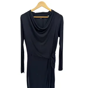 TED BAKER Black Neyda‎ Long Sleeve Cowl Neck Faux Wrap Lyocell Dress 2 TB = 6 US thumbnail 2