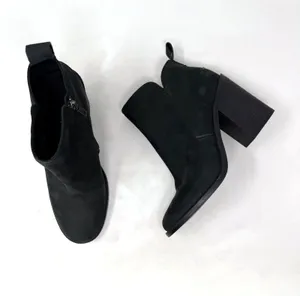 [UGG] Black Pixley Suede Leather Chunky Block Heel Round Toe Ankle Boots Sz 9.5 thumbnail 1