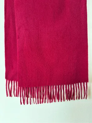 LONA SCOTT Pure Cashmere Plain Scarf with Fringe Unisex Wine Burgundy thumbnail 4